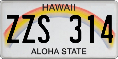 HI license plate ZZS314