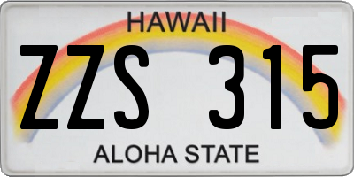 HI license plate ZZS315