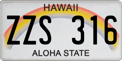 HI license plate ZZS316