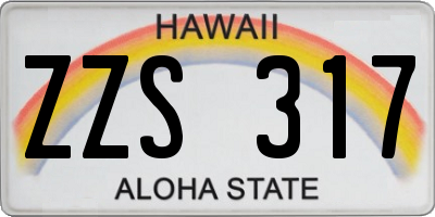 HI license plate ZZS317