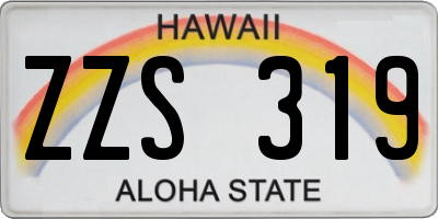 HI license plate ZZS319
