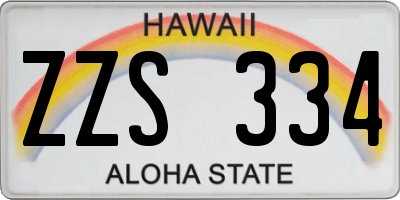 HI license plate ZZS334