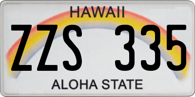 HI license plate ZZS335
