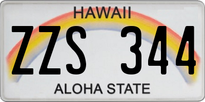 HI license plate ZZS344