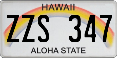 HI license plate ZZS347