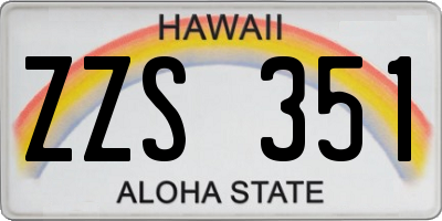 HI license plate ZZS351