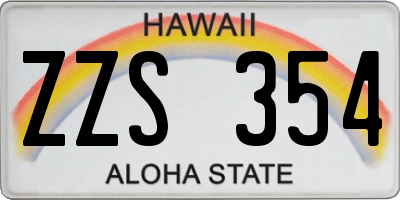 HI license plate ZZS354