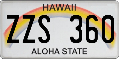 HI license plate ZZS360