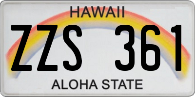 HI license plate ZZS361