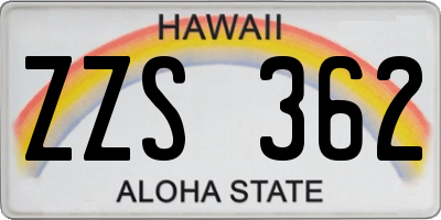 HI license plate ZZS362