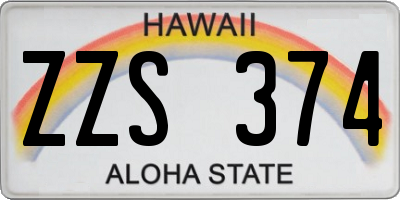 HI license plate ZZS374