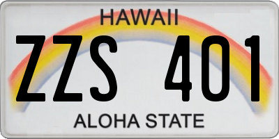 HI license plate ZZS401