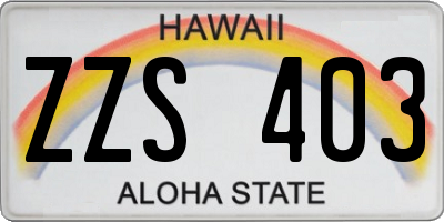 HI license plate ZZS403