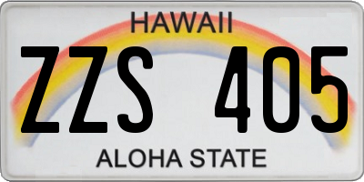 HI license plate ZZS405