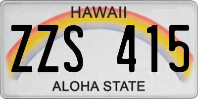 HI license plate ZZS415