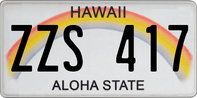 HI license plate ZZS417