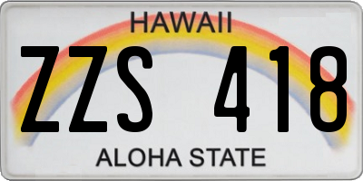 HI license plate ZZS418