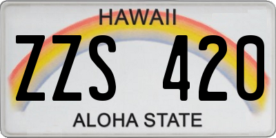 HI license plate ZZS420