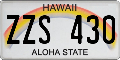 HI license plate ZZS430