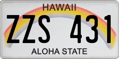 HI license plate ZZS431