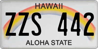 HI license plate ZZS442