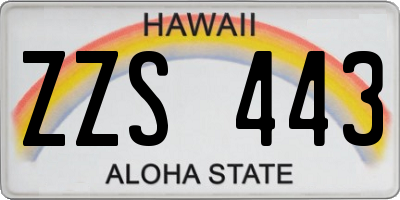 HI license plate ZZS443