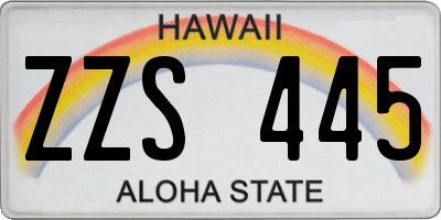 HI license plate ZZS445