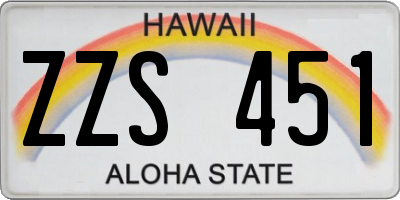 HI license plate ZZS451