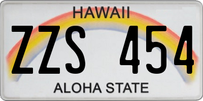 HI license plate ZZS454