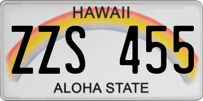 HI license plate ZZS455