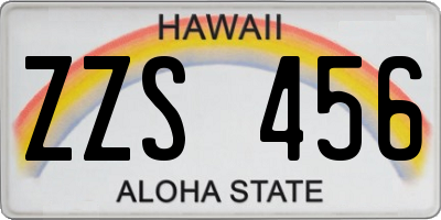 HI license plate ZZS456