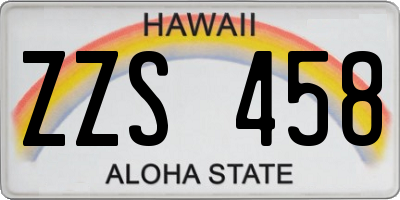 HI license plate ZZS458