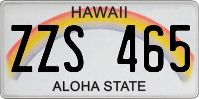 HI license plate ZZS465