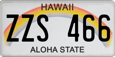 HI license plate ZZS466