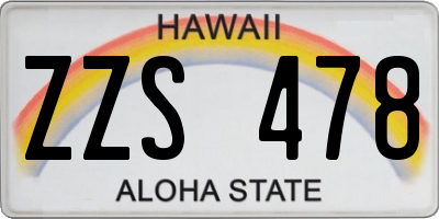 HI license plate ZZS478