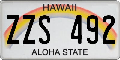 HI license plate ZZS492