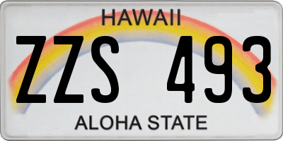 HI license plate ZZS493