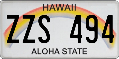 HI license plate ZZS494