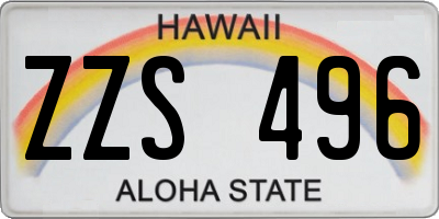 HI license plate ZZS496