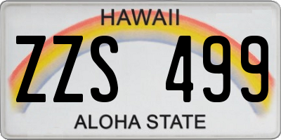 HI license plate ZZS499