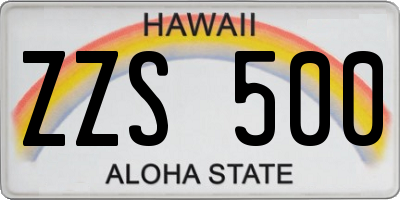 HI license plate ZZS500