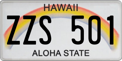 HI license plate ZZS501