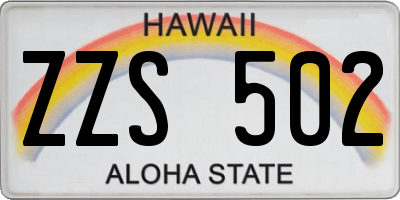 HI license plate ZZS502