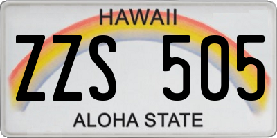 HI license plate ZZS505