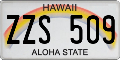 HI license plate ZZS509