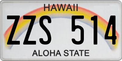 HI license plate ZZS514