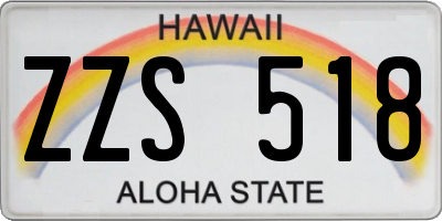 HI license plate ZZS518