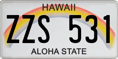 HI license plate ZZS531