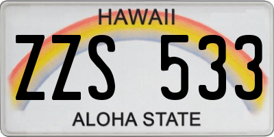 HI license plate ZZS533