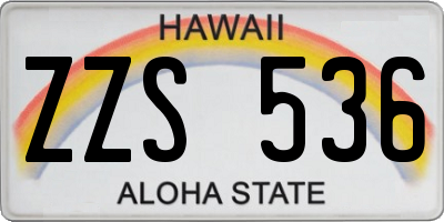 HI license plate ZZS536